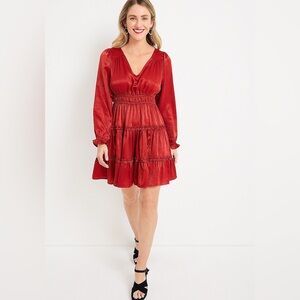 V Neck Tiered Skater Dress